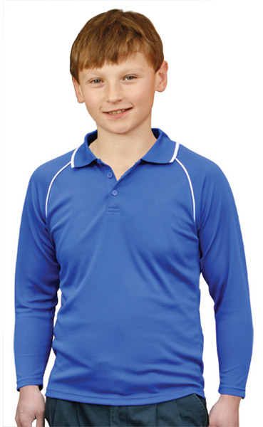 kids cooldry contrast long sleeve polo shirt